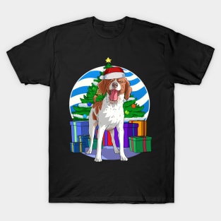 Brittany Dog Cute Santa Christmas Gift T-Shirt